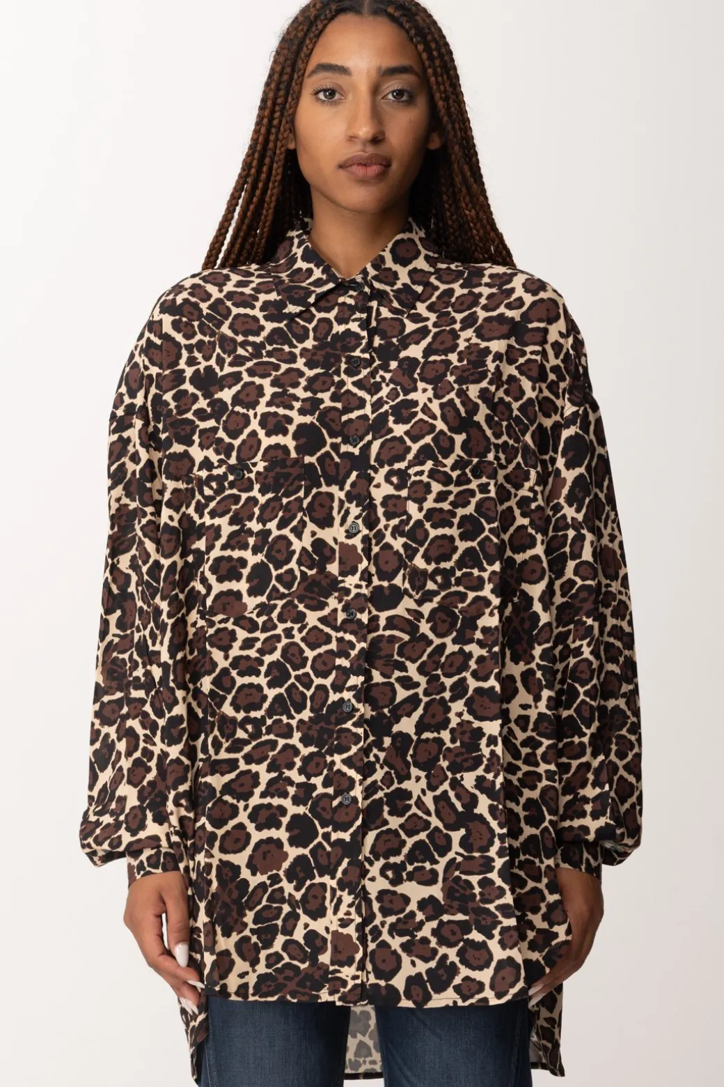 Replay Camicia con Stampa AnimalierBROWN/BLACK/SAND