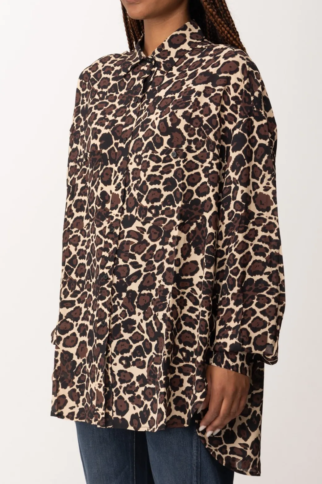 Replay Camicia con Stampa AnimalierBROWN/BLACK/SAND