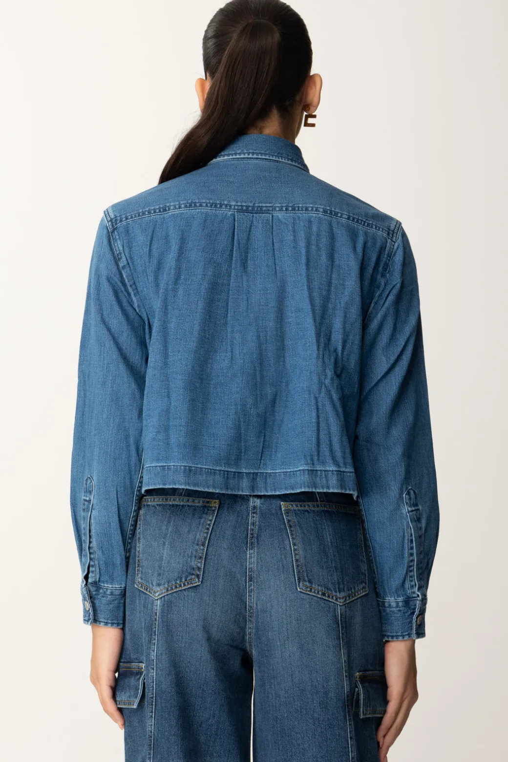 Replay Camicia Crop In DenimMEDIUM BLUE