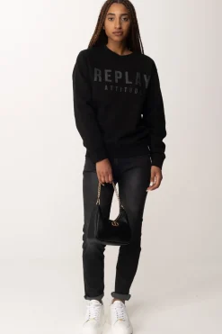 Replay Felpa con Stampa LogoBLACK