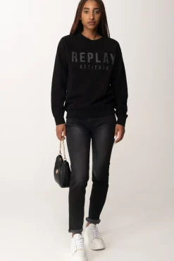 Replay Felpa con Stampa LogoBLACK