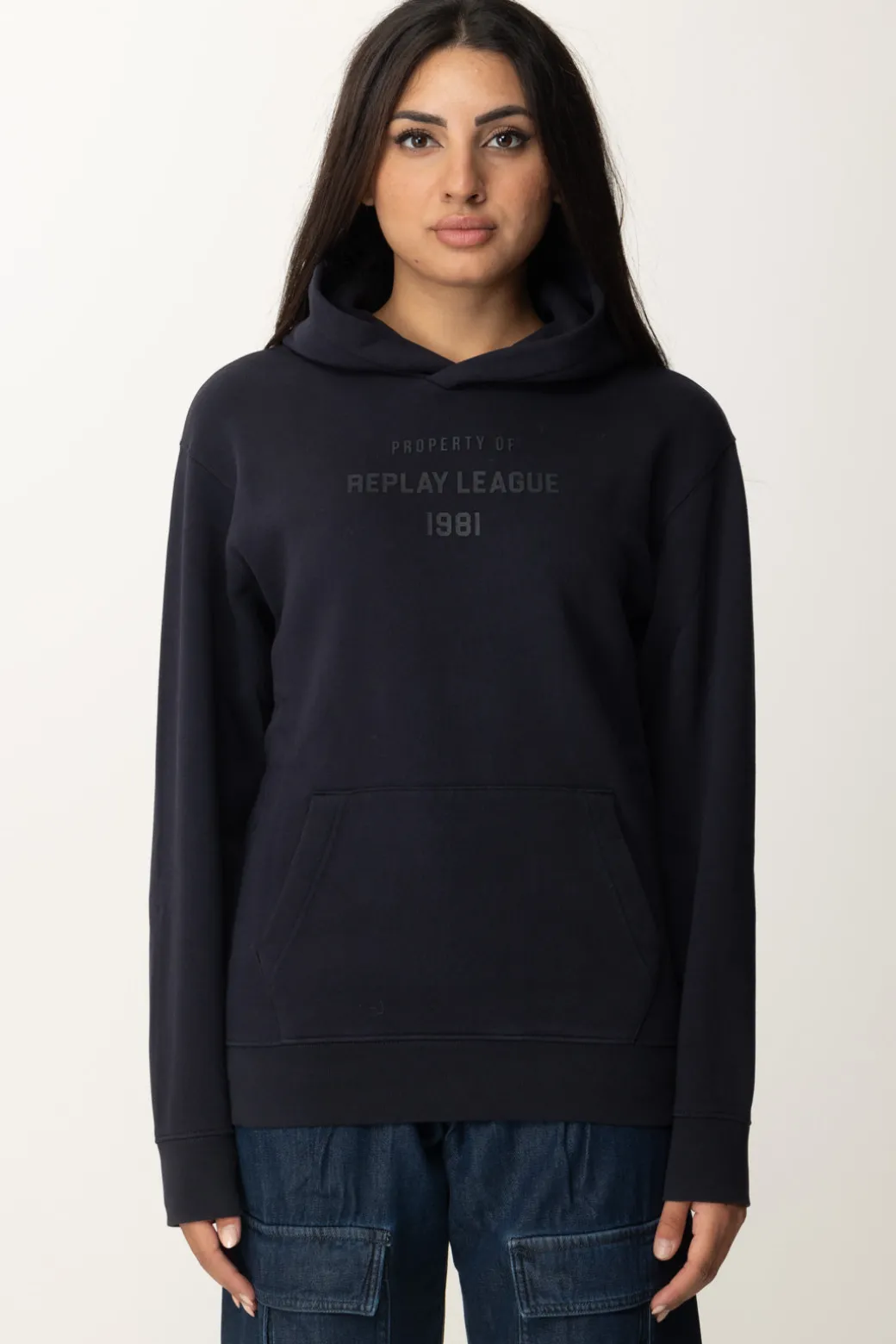 Replay Felpa con Stampa LetteringNIGHT BLUE