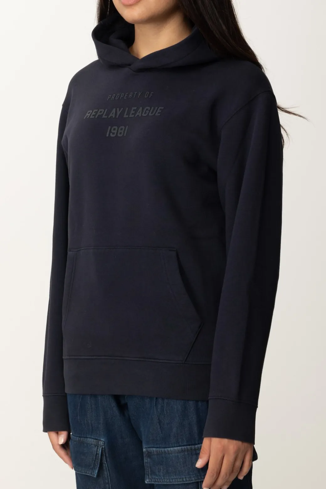 Replay Felpa con Stampa LetteringNIGHT BLUE