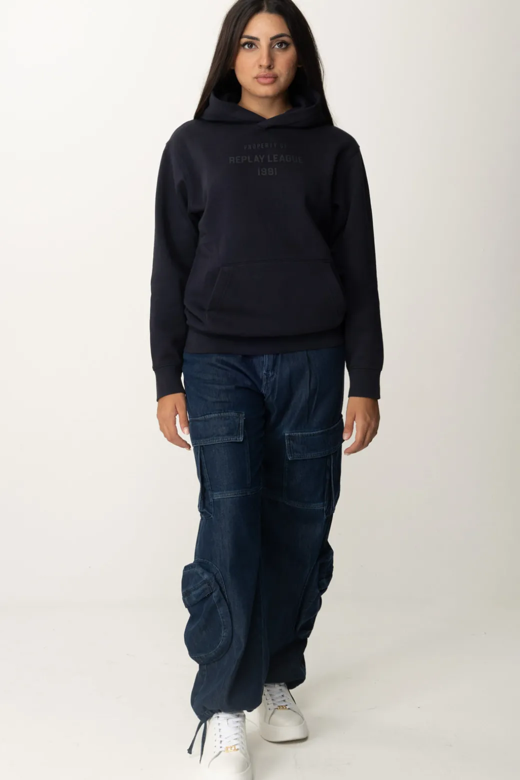 Replay Felpa con Stampa LetteringNIGHT BLUE