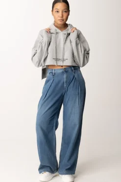 Replay Felpa Cropped con CappuccioMELANGE GREY
