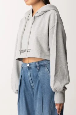 Replay Felpa Cropped con CappuccioMELANGE GREY