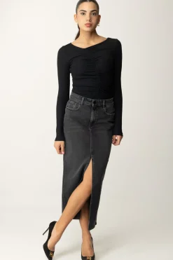 Replay Gonna Midi In Jeans con Spacco FrontaleBLACK