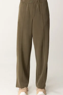 Replay Pantaloni Larghi a Vita AltaMUD GREEN