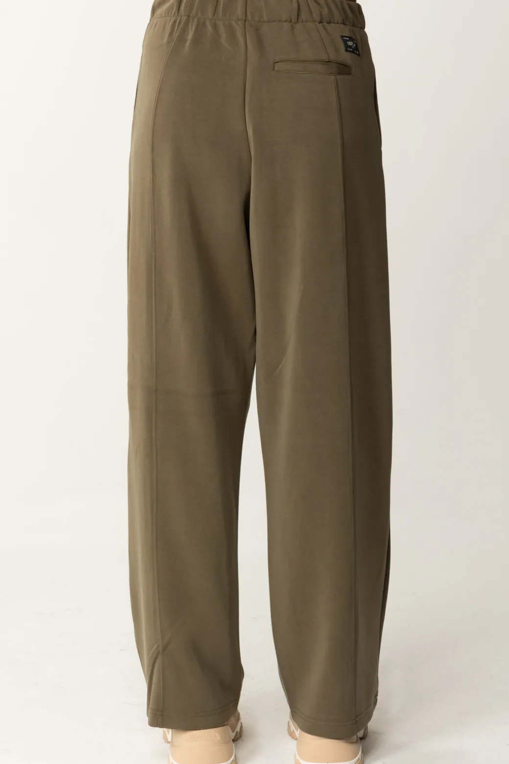 Replay Pantaloni Larghi a Vita AltaMUD GREEN