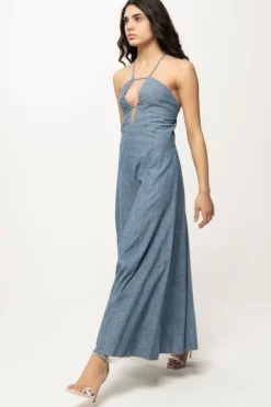 Semicouture Abito Lungo In Chambray con Cut-out ArtemiaCHAMBRAY