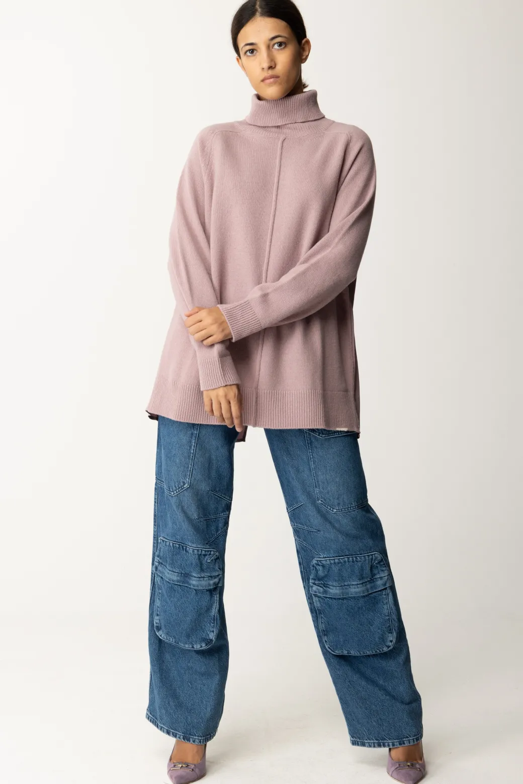 Semicouture Dolcevita In Lana con Spacco Sul RetroBERRY