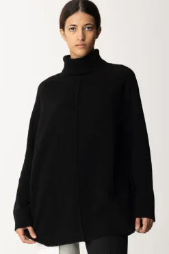 Semicouture Dolcevita In Lana con Spacco Sul RetroNERO