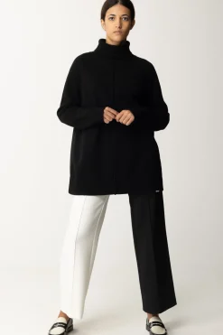Semicouture Dolcevita In Lana con Spacco Sul RetroNERO