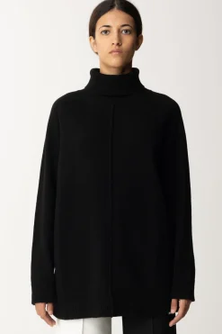 Semicouture Dolcevita In Lana con Spacco Sul RetroNERO