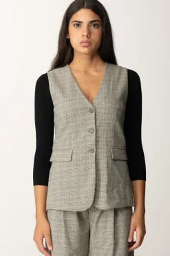 Semicouture Gilet Monopetto Stampa Tartan MaudePRINCIPE GALLES