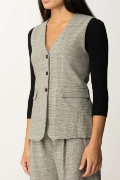 Semicouture Gilet Monopetto Stampa Tartan MaudePRINCIPE GALLES