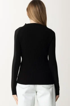 Semicouture Maglia Dolcevita BimaterialeNERO