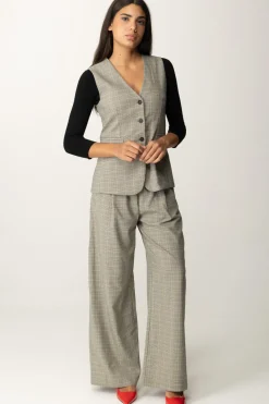 Semicouture Pantaloni Palazzo con con Stampa Tartan JhonnyPRINCIPE GALLES