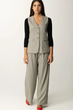 Semicouture Pantaloni Palazzo con con Stampa Tartan JhonnyPRINCIPE GALLES