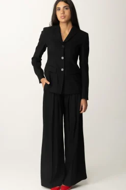 Semicouture Pantaloni Palazzo con Pieghe Impunturate NinaNERO