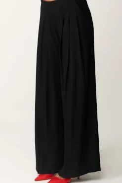 Semicouture Pantaloni Palazzo con Pieghe Impunturate NinaNERO