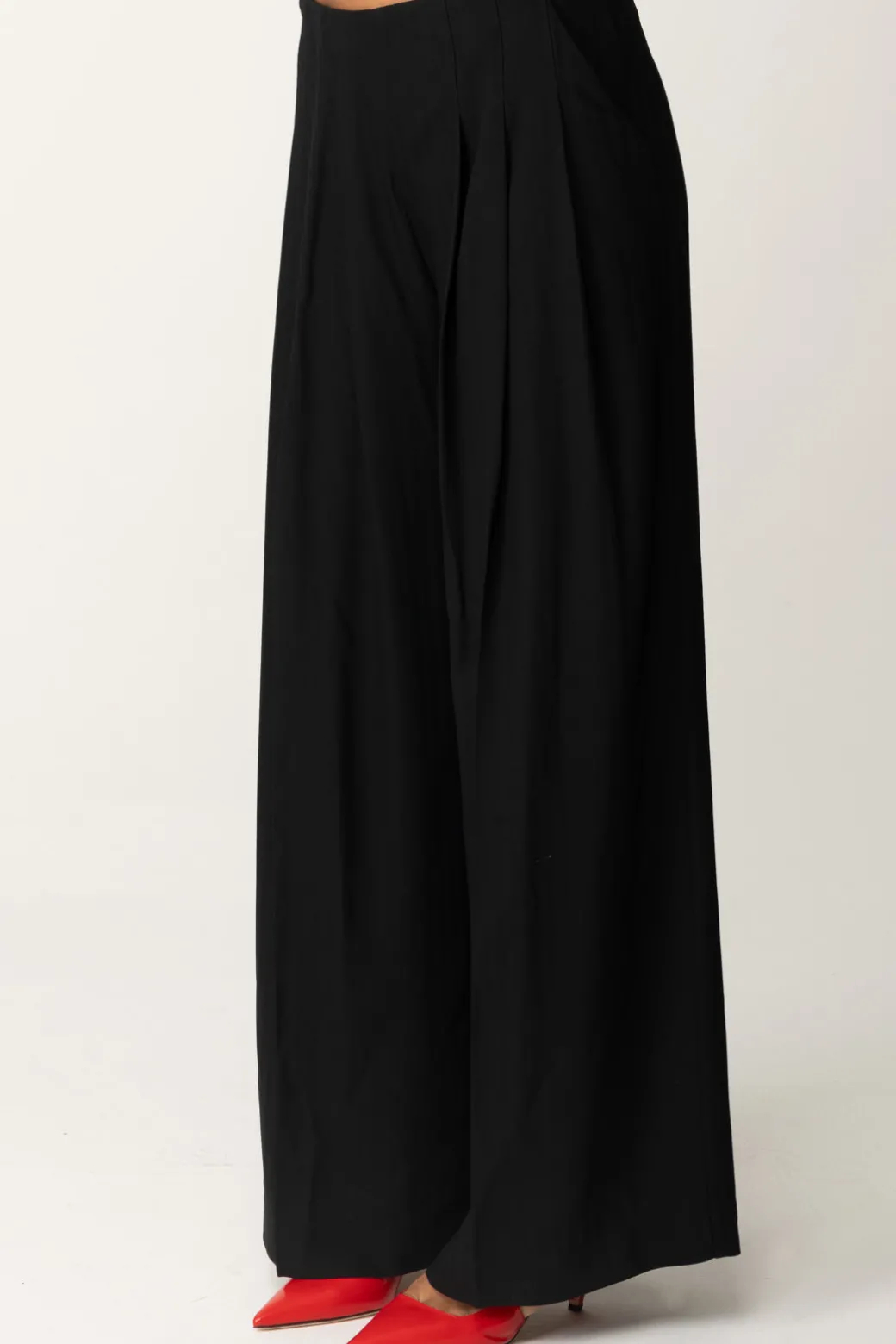 Semicouture Pantaloni Palazzo con Pieghe Impunturate NinaNERO