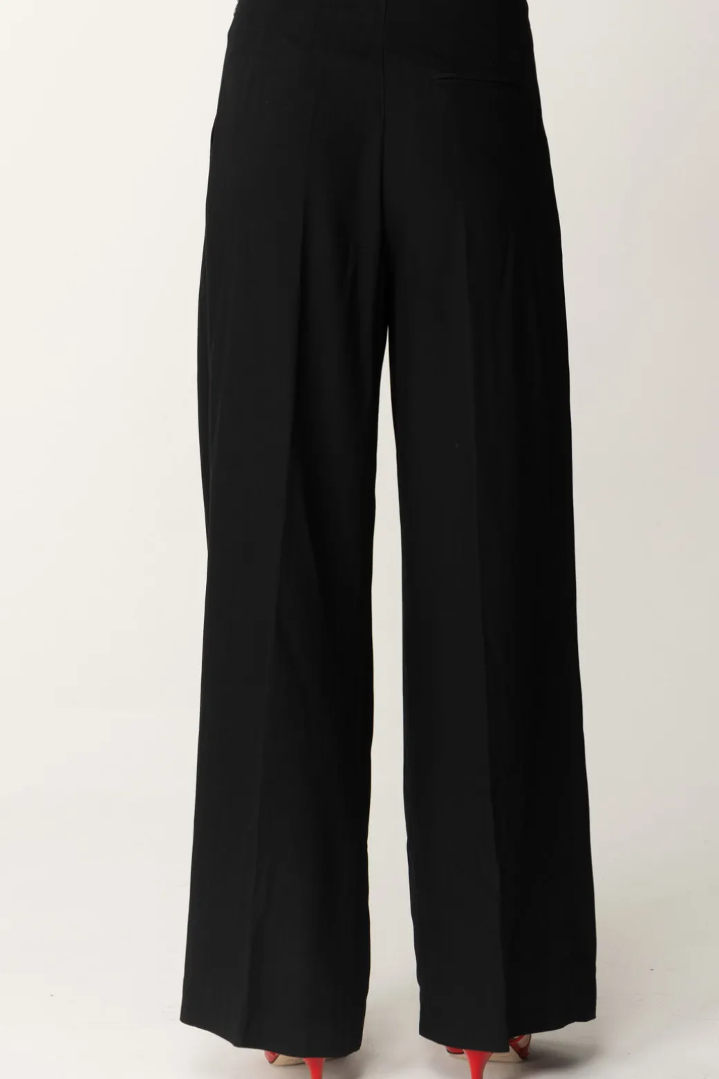 Semicouture Pantaloni Palazzo con Pieghe Impunturate NinaNERO