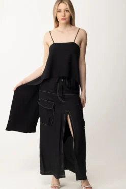 Semicouture Top Allacciato Sul Retro ElaineNERO