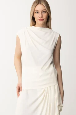 Semicouture Top con Pieghe Asimmetrico MaikaIVORY