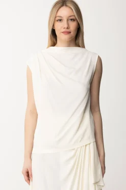 Semicouture Top con Pieghe Asimmetrico MaikaIVORY