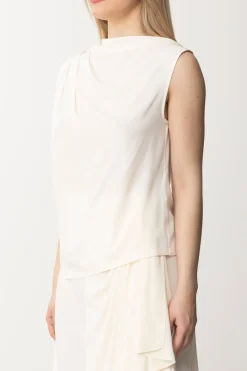 Semicouture Top con Pieghe Asimmetrico MaikaIVORY