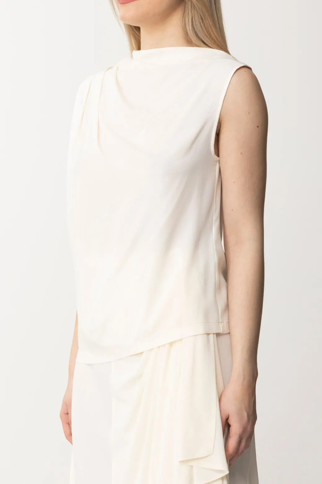 Semicouture Top con Pieghe Asimmetrico MaikaIVORY
