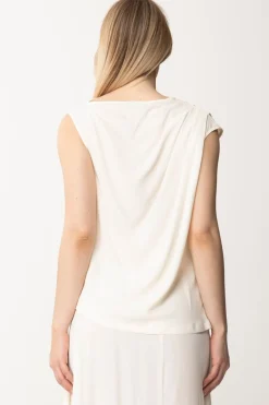 Semicouture Top con Pieghe Asimmetrico MaikaIVORY