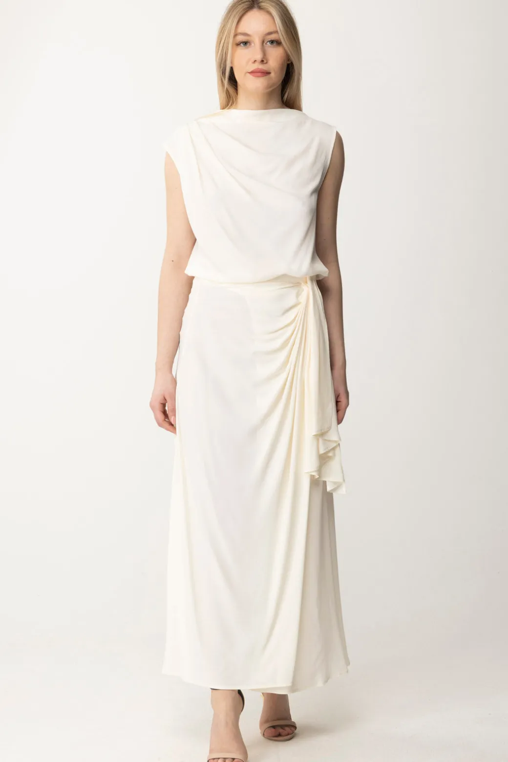 Semicouture Top con Pieghe Asimmetrico MaikaIVORY