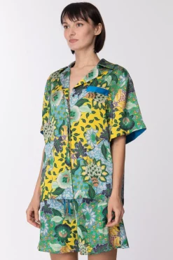 Simona Corsellini Camicia con Stampa FlorealeBRIGHT GREEN