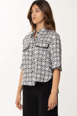 Simona Corsellini Camicia con Stampa RombiINFINITY/NERO