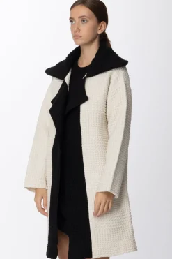 Simona Corsellini Cappotto In Panno con Rever a ContrastoWHITE/NERO