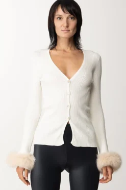 Simona Corsellini Cardigan con Inserti In PellicciaWHITE CLOUD