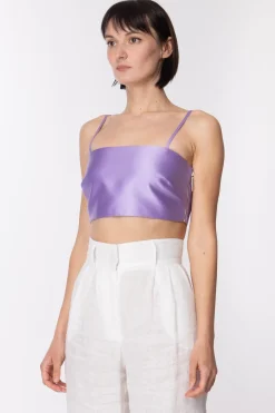 Simona Corsellini Crop Top a Fascia In RasoLILAC