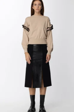 Simona Corsellini Maglia con Volant Sulle ManicheALMOND