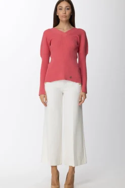 Simona Corsellini Maglia a Costine con Scollo a VPINK