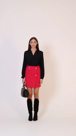 Simona Corsellini Mini Abito Bicolore con Bottoni LogatiNERO