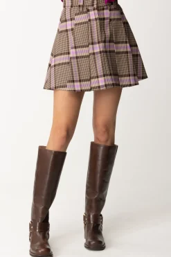 Simona Corsellini Minigonna con Pieghe In CheckCOOL LILAC