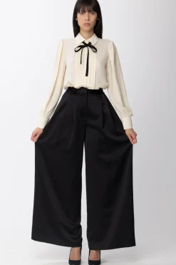 Simona Corsellini Pantaloni Palazzo a Vita AltaNERO