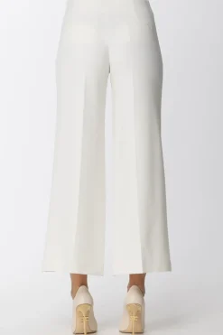 Simona Corsellini Pantaloni a Palazzo con Bottoni LateraliWHITE