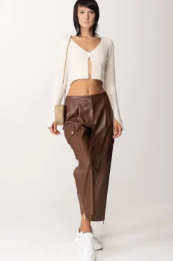 Simona Corsellini Pantaloni Wide Leg con Tasche e ZipTOFFEE