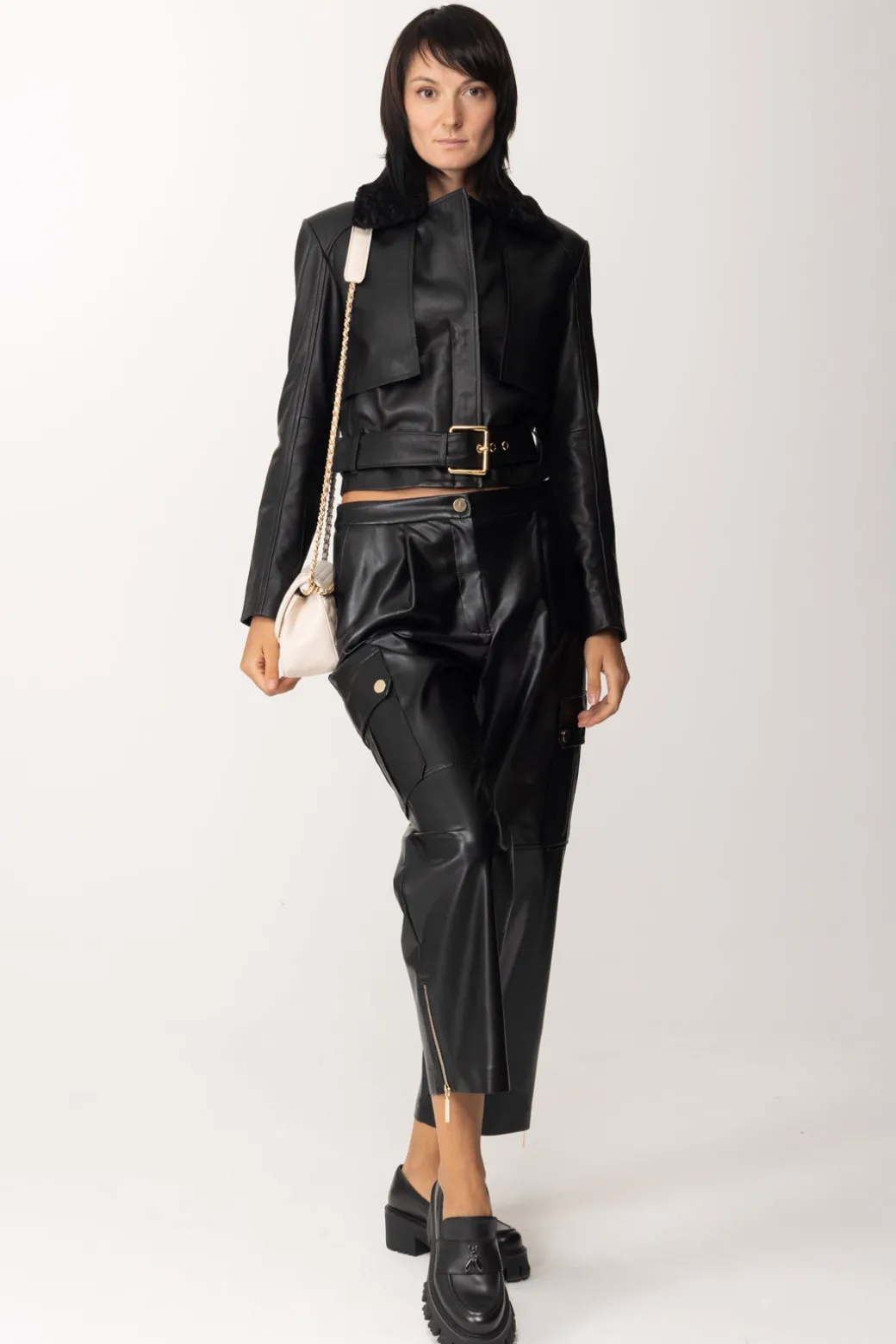 Simona Corsellini Pantaloni Wide Leg con Tasche e ZipNERO