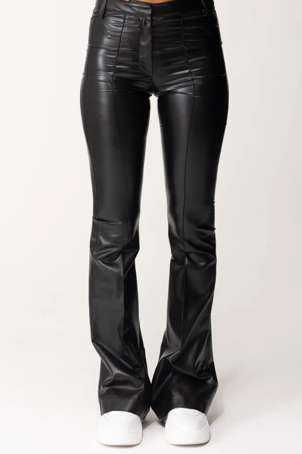 Simona Corsellini Pantaloni Flare In PelleNERO