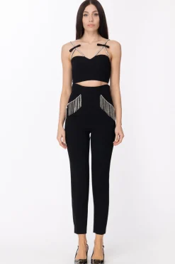 Simona Corsellini Pantaloni con Frange Di StrassNERO