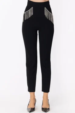 Simona Corsellini Pantaloni con Frange Di StrassNERO